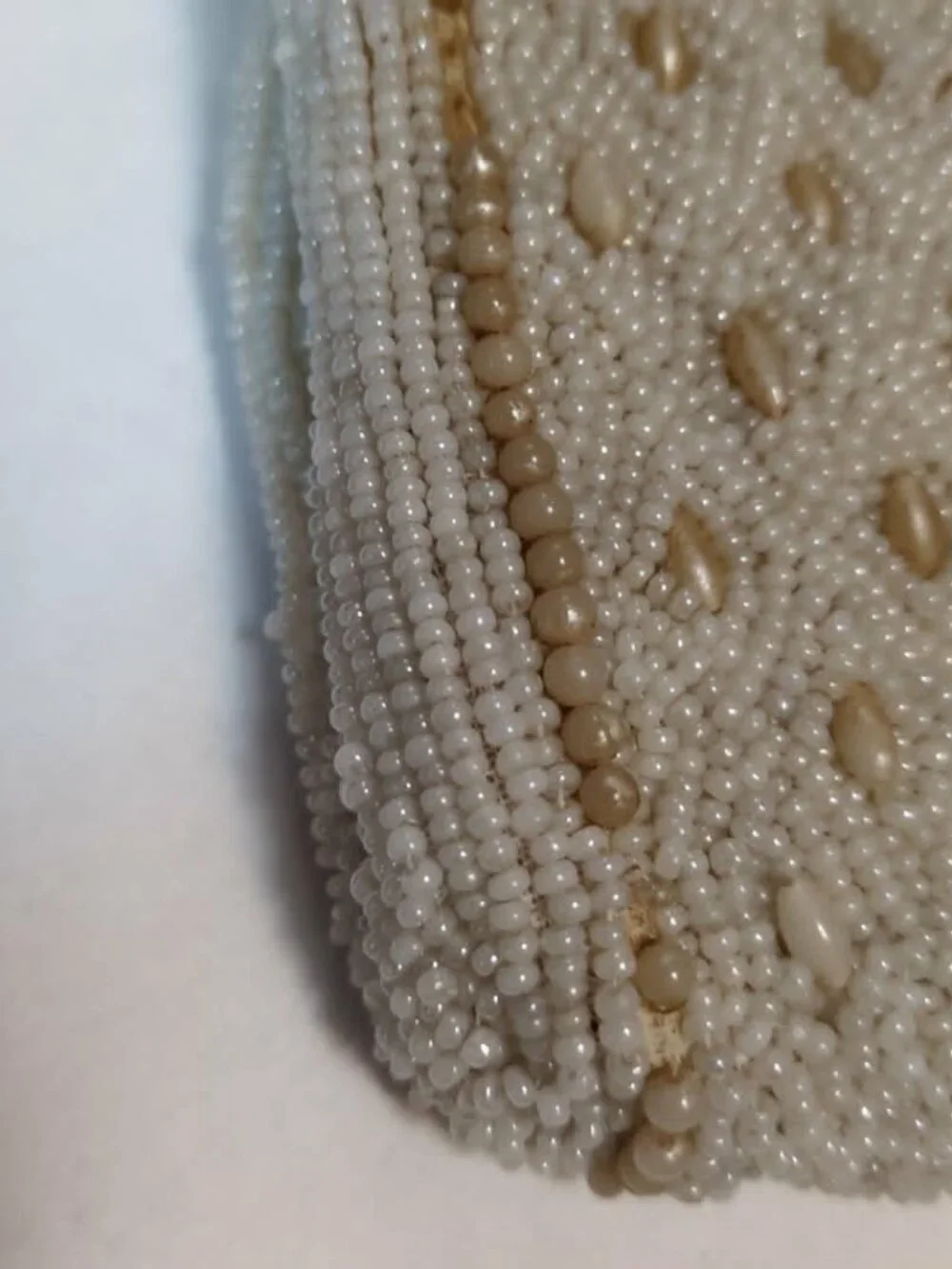 Vintage Envelope Seed Bead Clutch Formal Evening Bag Purse Handstrap France Snap